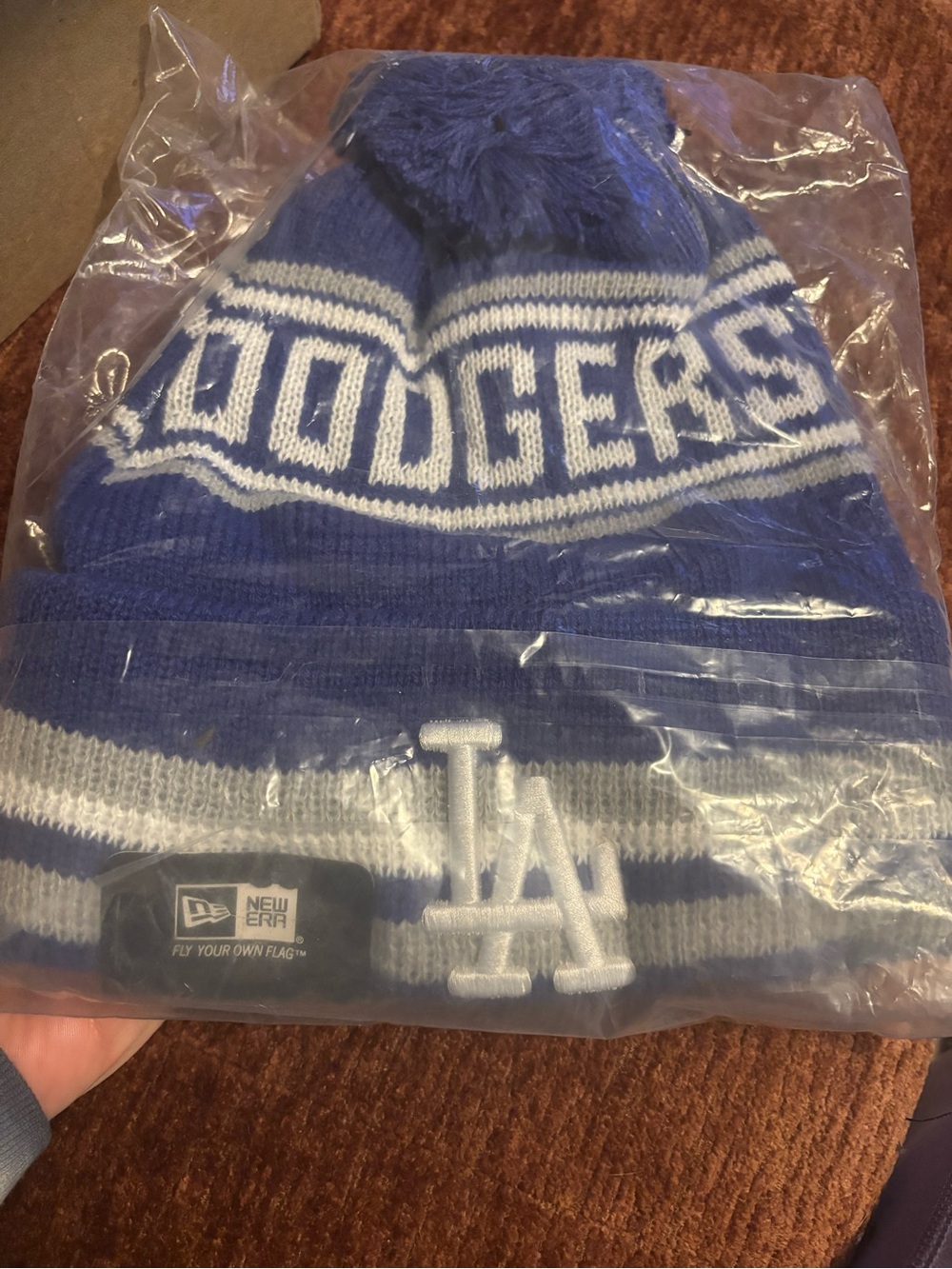 New Era Los Angeles Dodgers Pom Beanie - Royal Blue & White